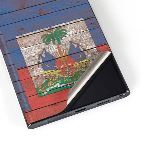 Haiti Flag Dark Wood Galaxy Skins